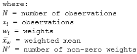 Weighted standard deviation variables