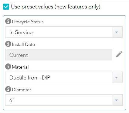 Example of preset values